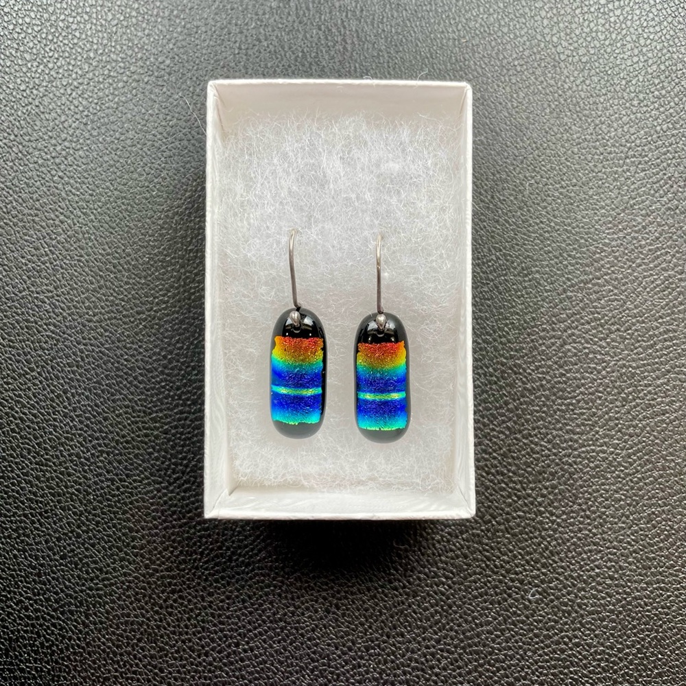 Colorful Dichroic Glass Drop Earrings